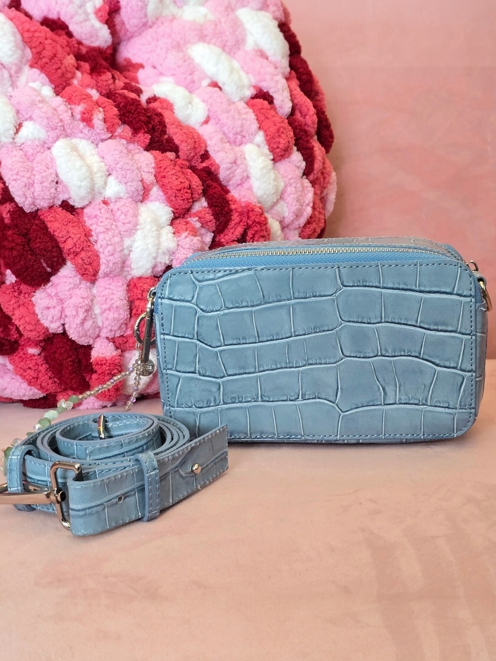 Marina Galanti Blue Croc Embossed Crossbody Bag - Picture 3 of 7